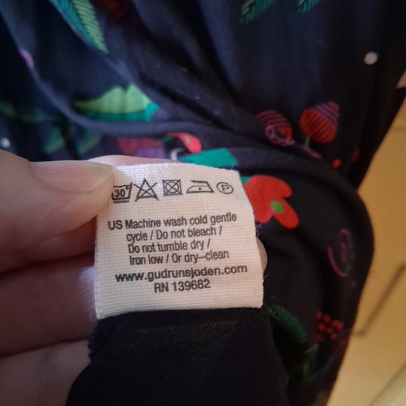 Gudrun Sjoden Black Modal Dress with Red And Green Floral Design Size Medium - Picture 9 of 13